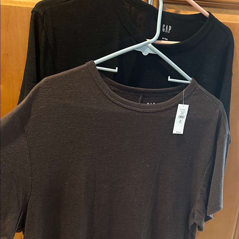2 NWT Tall Gap Linen Crop Tees - Picture 2 of 11